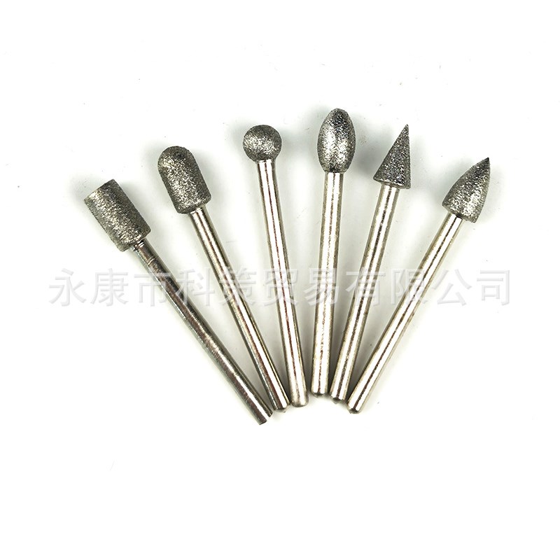 20PC金刚石打磨头 细砂磨针 石材玉石雕刻电磨金刚砂X磨头去皮工