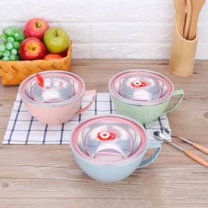 速发Solid Stainless Steel Noodle Bowl With Handle Food Conta