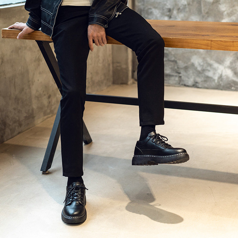 新款皮鞋男韩版潮流百搭帅气鞋子男系带休闲青少年英伦黑色小皮鞋,流行男鞋,休闲皮鞋,淘宝优惠券,粉丝福利购,淘宝优惠卷