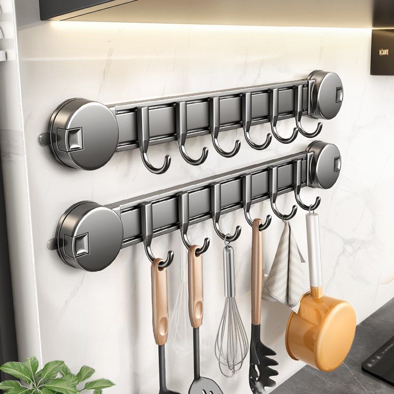 厨房吸盘挂钩免打孔置物家用壁挂式挂杆挂架锅铲勺子铲子收纳架子,收纳整理,挂钩/粘钩,淘宝优惠券,粉丝福利购,淘宝优惠卷