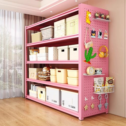 家用货架置物架粉色多层落地阳台收纳架仓储货架展示架仓库铁架子