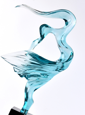 现代简约水晶雕塑工艺p品抽象海女人物摆件样板房客厅别墅玄关装