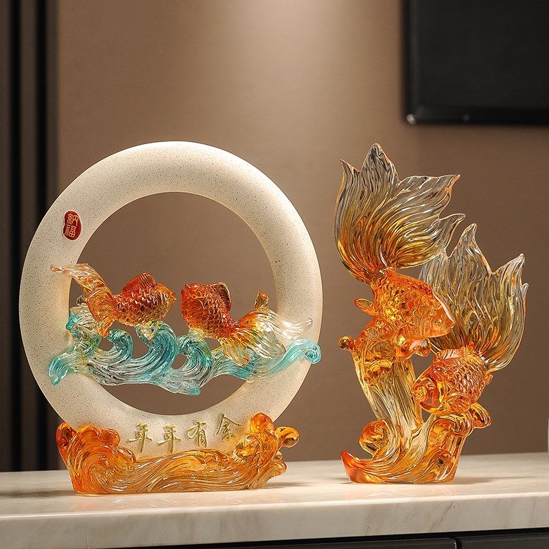 年年有余招财鱼摆件玄关办公室客厅酒柜电视柜装饰品搬家乔迁礼物,家居饰品,装饰摆件,淘宝优惠券,粉丝福利购,淘宝优惠卷