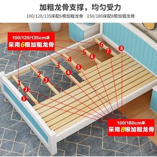 速发松木实木床简约成人床白色双人床儿童单人床1.2m1.5米1.8米经