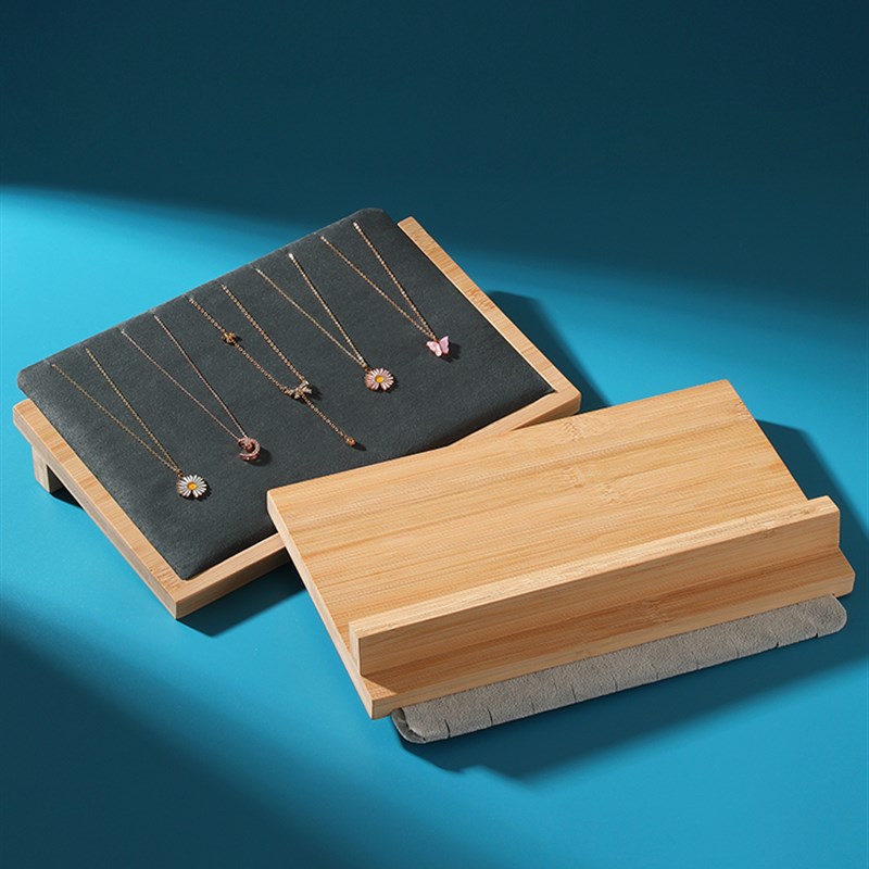 竹木斜面首饰架项链展示架耳环耳钉饰品展示M台珠宝店摆摊陈列道