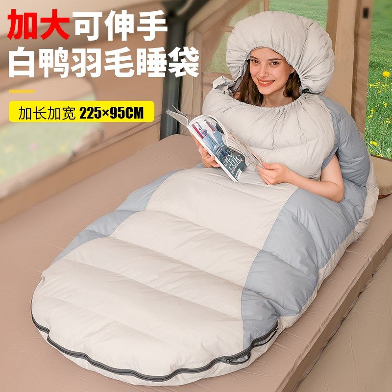 睡袋冬季加厚防寒零下20度可办公室车用户外露营成人羽绒睡袋