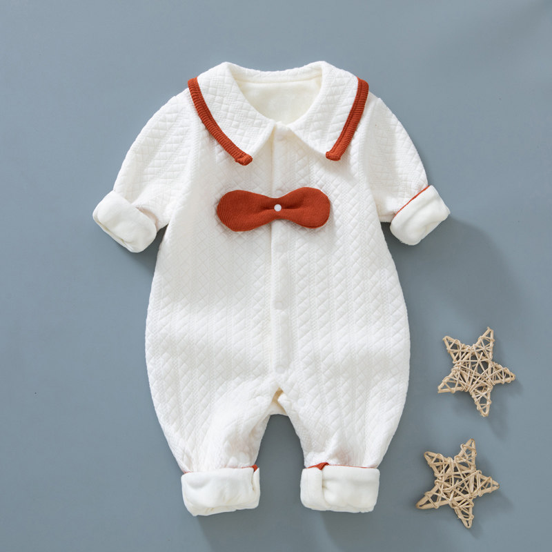 新款新生婴儿连体衣春秋冬季薄棉外穿哈衣初生可爱女宝宝秋装保暖