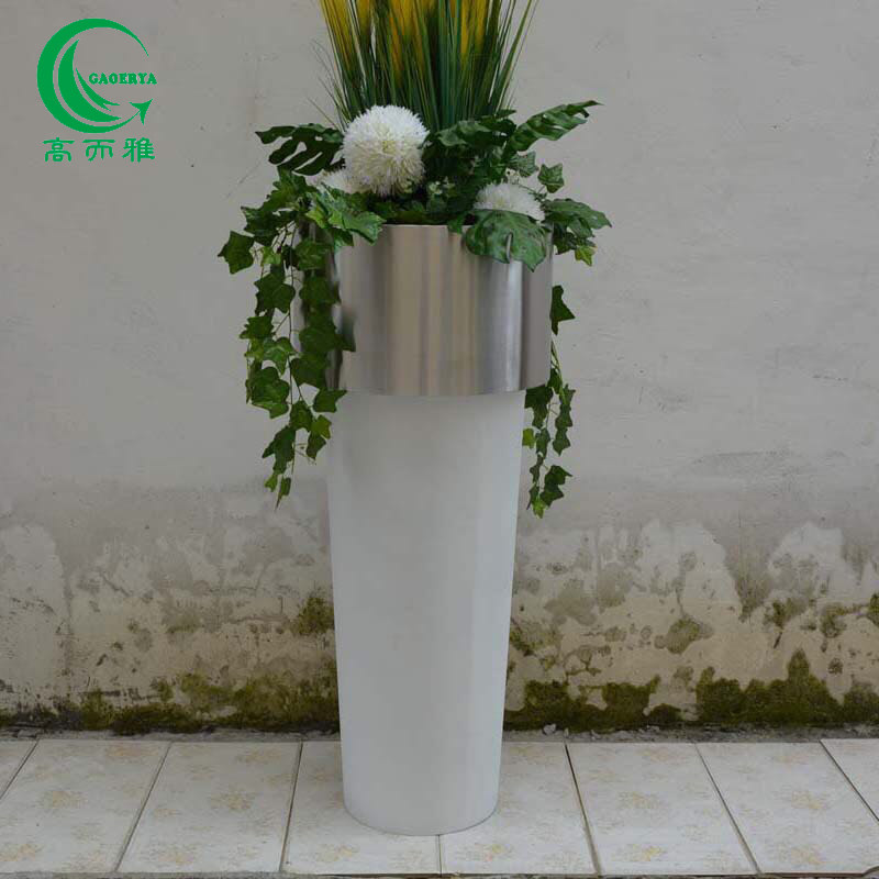 不锈钢304拉丝组合盆商场购物中心酒店花器 商业街花钵 景观花盆