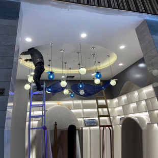 商场售楼处酒店儿童活动区装饰吊灯服装店餐厅单S头泡泡球餐吧吊