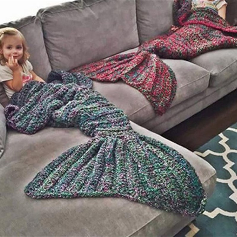 德国Mermaid tail blanket美人鱼尾巴沙盖毯加厚绒毯手工针织羊毛