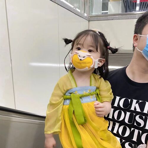 新品盛夏软糯黄色女m童汉服中国风超仙连衣裙女孩2023新款古风儿