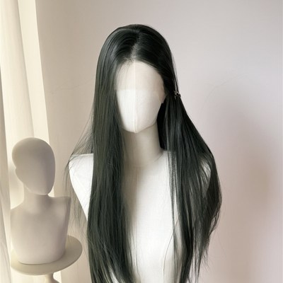 黑灰色/黑墨绿代号鸢郭嘉cos手钩前额大蕾丝假发古装头套整顶毛胚