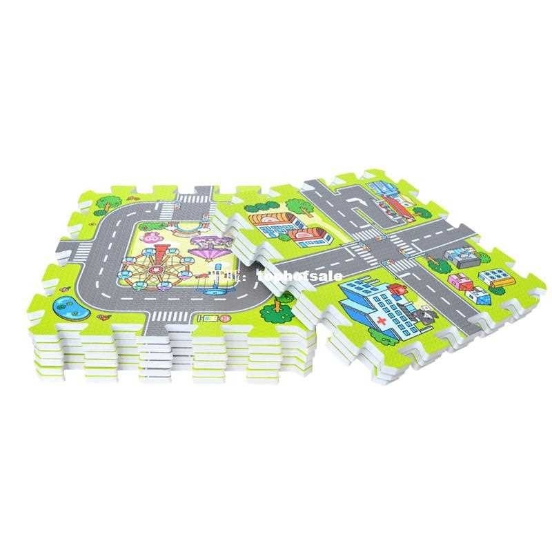 速发30*30*1.0cm Puzzle Colorful traffic route Baby playmat O