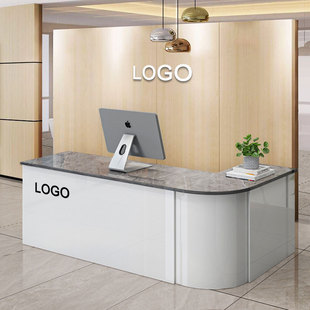 弧形办公前台接待台收银台店面吧台柜台桌小型水果店超市便利店