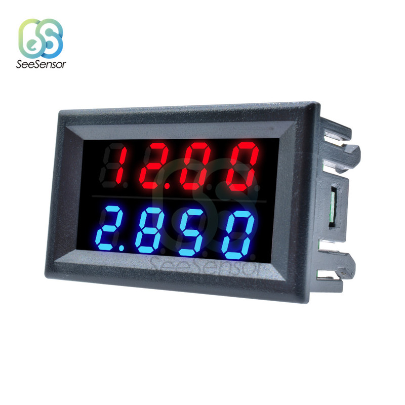 极速Mini LED Dual Digital Voltmeter Ammeter DC 100V 200V 10A