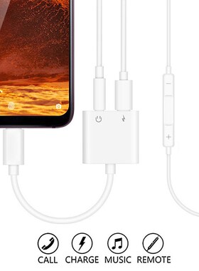 2 in 1 USB C Male to 3.5mm Headphone Type C Earphone Jack A
