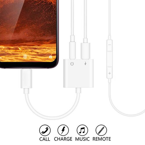 2 in 1 USB C Male to 3.5mm Headphone Type C Earphone Jack A