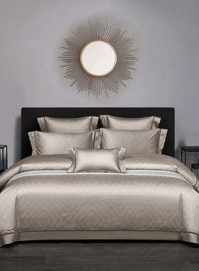 欧式140支全棉四件套奢华纯棉提花被套轻奢100长绒棉别墅床上用品