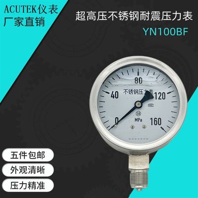 超高压不锈钢耐震压力表YN100BF 160MPA 250MPA 20*1.5抗震压力表