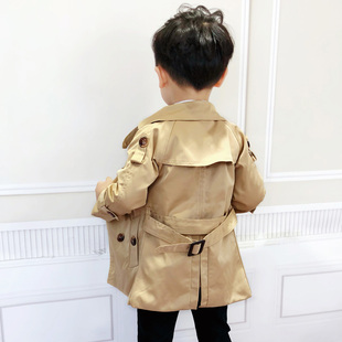男童风衣外套2023春秋新款韩版小童上衣中长O版儿童宝宝女童大衣