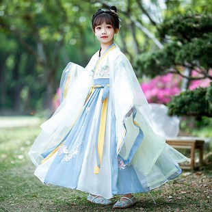 魏晋风春秋汉服华服女童连衣裙喜庆服春季女宝古风超仙高级感襦裙