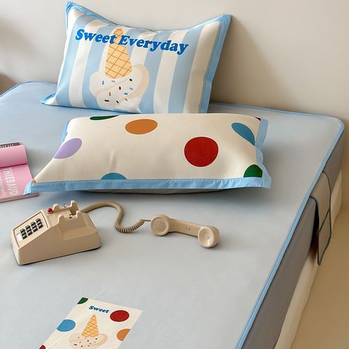 A类卡通少女心冰藤凉席冰淇淋可爱夏季冰丝席双人空调软席可水洗