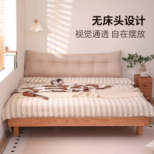 无床头加厚实木床不占地方的床小户型齐边床主卧悬浮床一米五的床
