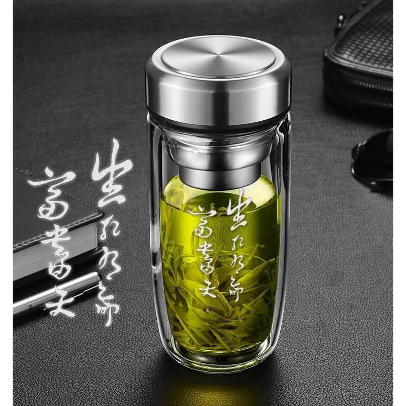 耐高温双层玻璃杯摔不烂的钢化保温杯水杯男款2024防摔隔热茶杯容