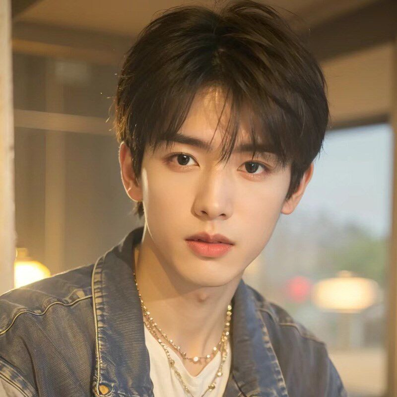 假发男生短发韩版帅气全头套式三七微分碎盖日常蓬松男士黑色假发