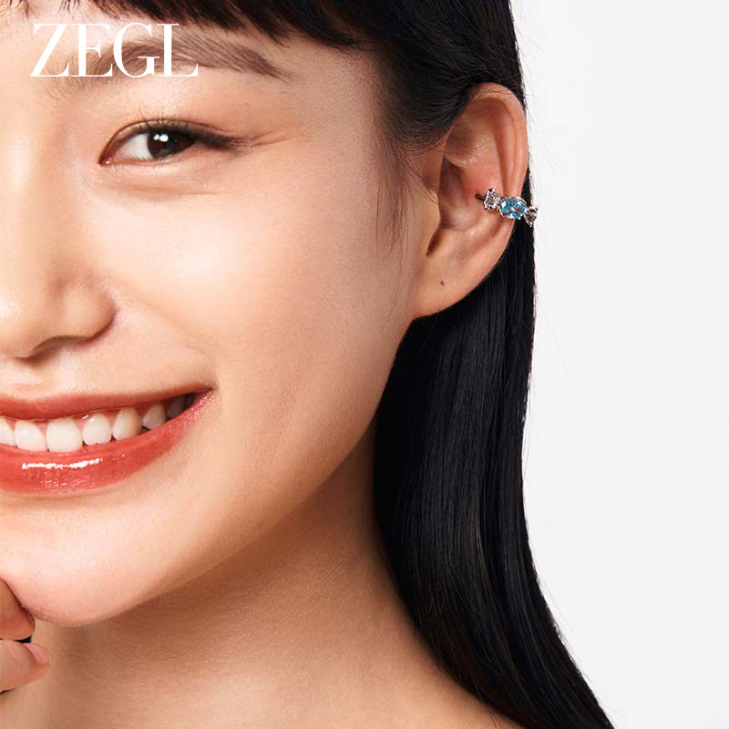 新品ZEGL设计师甜食系列糖果耳环女小众耳夹无耳洞耳钉冷淡风银针