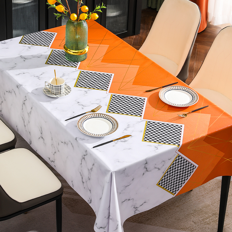 桌布免洗防水防油防烫PVC长方形餐桌布茶几轻奢高级感台布自粘