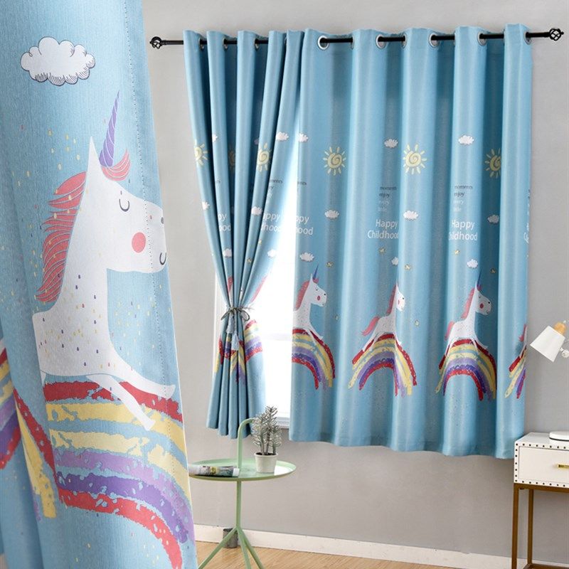 现代简约卧室全遮光窗帘布韩式卡通儿童房飘窗遮阳隔热免打孔成品,居家布艺,成品窗帘,淘宝优惠券,粉丝福利购,淘宝优惠卷