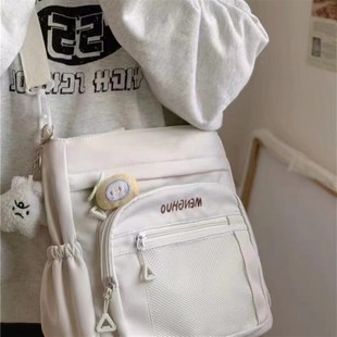 韩版大容量帆布包女学生上课书包单肩斜挎包小清新装书拎书手提袋