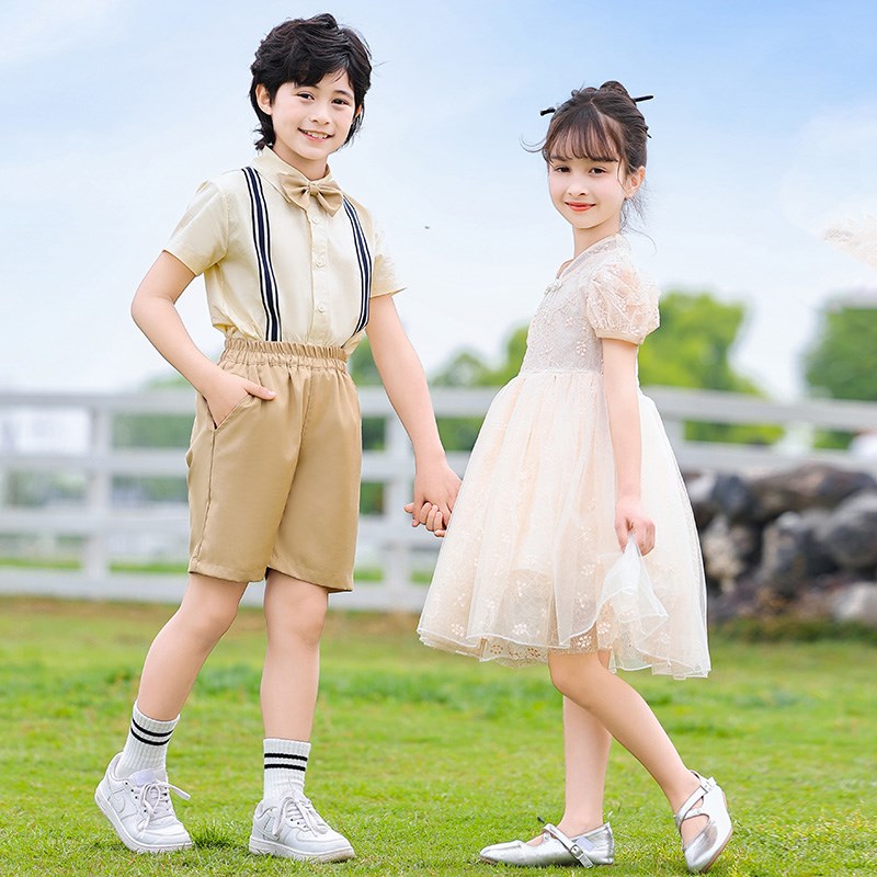 幼儿园班服毕业照儿童古风表演服装主持人朗诵合唱小学生班服礼服