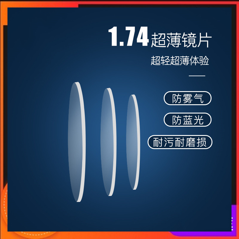 1.74超薄近视非球面防蓝光眼镜片度近视配镜凯超薄