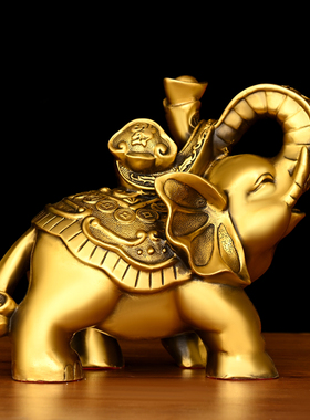 纯铜大象摆件一对吸水象铜象办公室客厅玄关工艺品大号招財鎮宅象