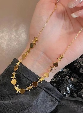 CELI凯旋门镀金色半圈爱心形标志项链手链耳坠女轻V奢小众锁骨颈