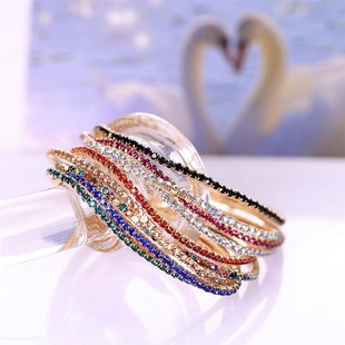 women 速发Rhinestone Bracelets 彩色钻石手饰 Elastic 多色水钻