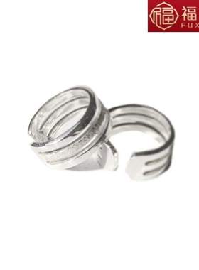 情侣对戒活口戒指食指三圈潮人男女简约情人节礼物镀银饰品