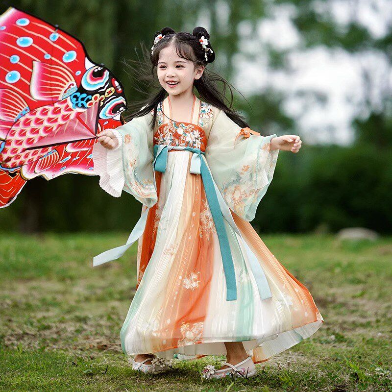 汉服女童2024新款秋装儿童古风超仙古装小女孩中国风唐装仙女儒裙