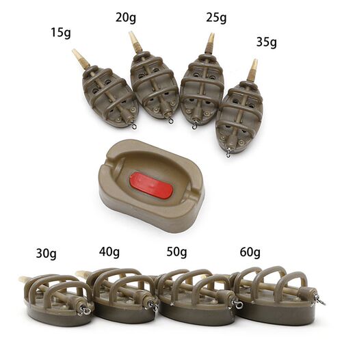 1Set Inline Method Carp Fishing Feeder 4 Feeders 15/20/25/35