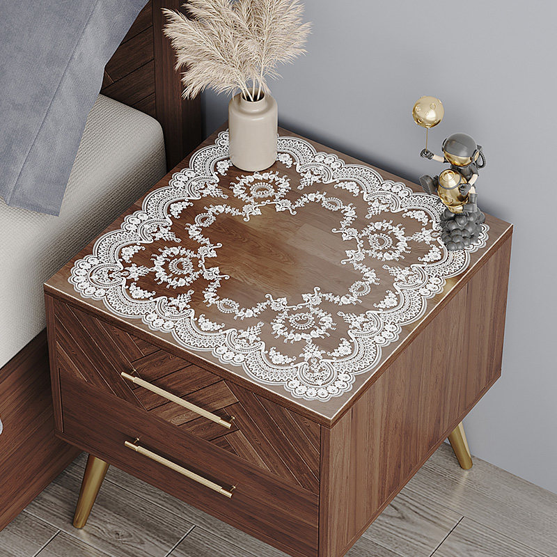 床头柜垫子软玻璃防尘罩盖布 蕾丝透明桌布pvc防水桌垫水晶板台布,居家布艺,床头柜盖布,淘宝优惠券,粉丝福利购,淘宝优惠卷