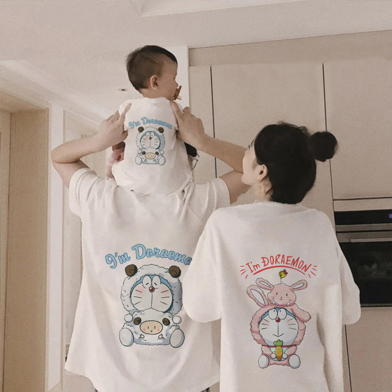 亲子装2023新款潮一家四口夏装t恤童装上衣母女母子洋气三口全家