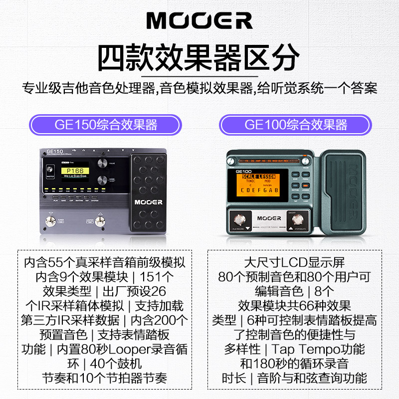 MOOER魔耳GE150 200 2x50 300电吉他综合效果器箱体模拟鼓机IR采