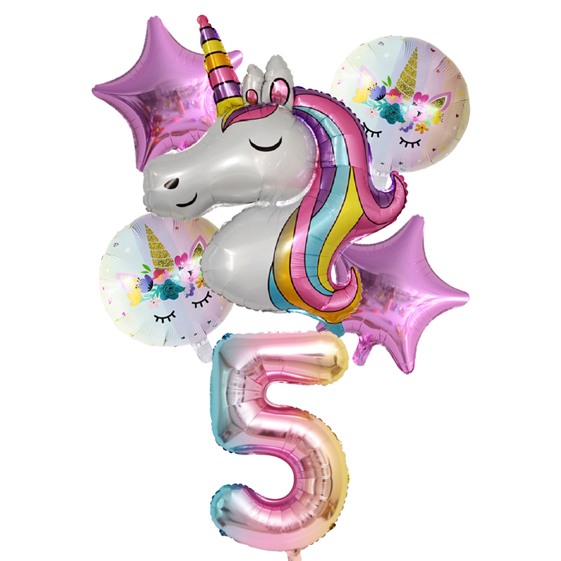 速发Unicorn Balloon 1st Birthday Party Decorations Kids Glob