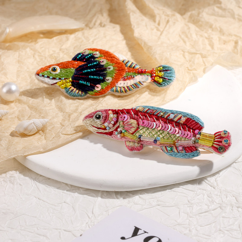 手工刺绣diy材料包多巴胺小鱼胸针四件套可变发夹送朋友闺蜜礼物,居家布艺,缝纫DIY材料套装,淘宝优惠券,粉丝福利购,淘宝优惠卷