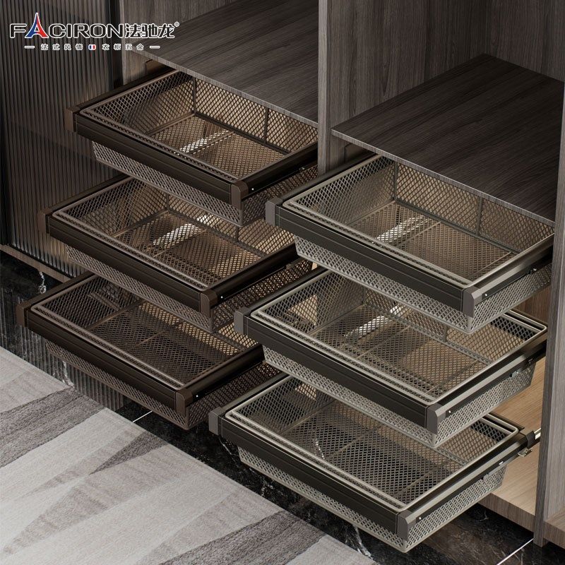 衣帽间拉篮衣柜抽屉拉篮内置伸缩抽拉式滑轨五金配件网篮收纳筐,基础建材,柜内裤架,淘宝优惠券,粉丝福利购,淘宝优惠卷