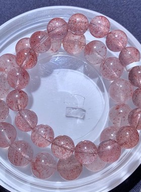 天然冰种白水体草莓晶手链t粉嫩桃花花瓣水晶粉晶饰品送女生款礼