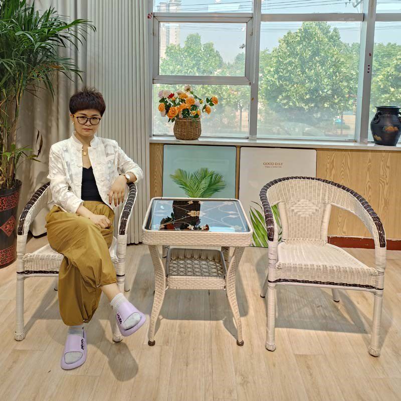 阳台小桌椅老式藤椅藤编两椅一桌三件套庭院桌椅休闲老人椅靠背椅