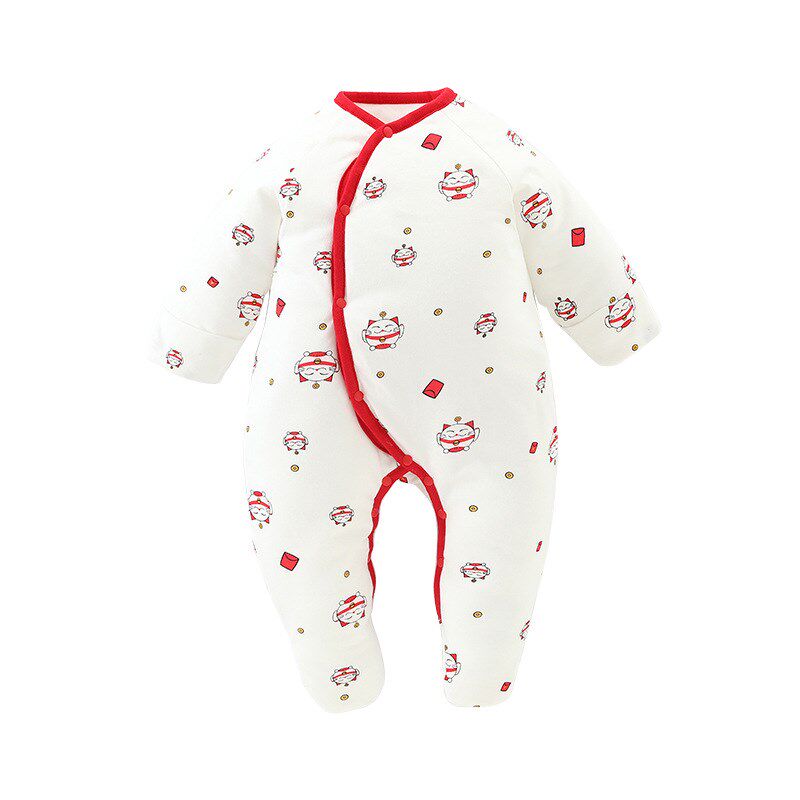 新生婴儿衣服抱衣外出加厚棉服春秋连脚J棉衣秋冬装宝宝包脚连体